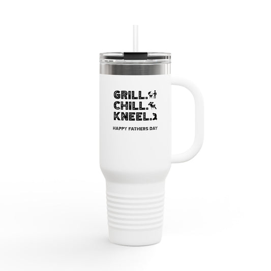 Grill. Chill. Kneel. Insulated Travel Mug for Men, Perfect Gift for BBQ Lovers, Father's Day Essentials, Outdoor Adventure Companion, Stainless Steel [...]
